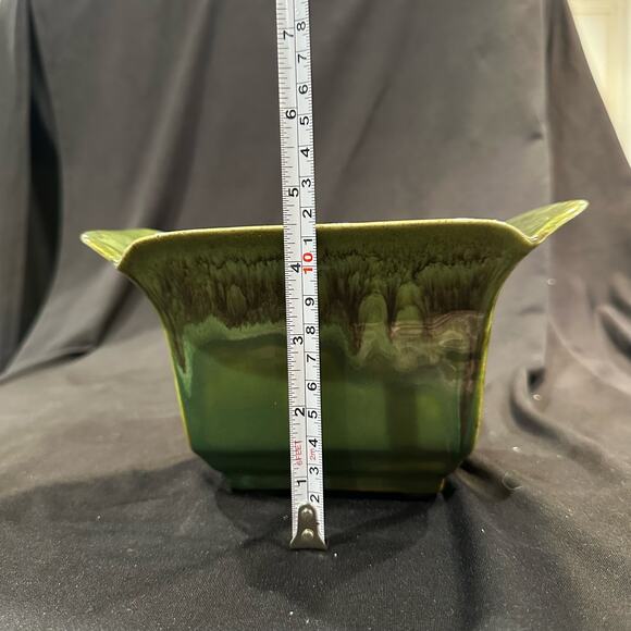 Vintage Drip Glaze Planter Rectangle Wide Rim 8x5" - Picture 10 of 15